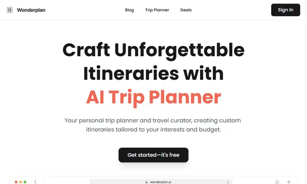 Wonderplan screenshot